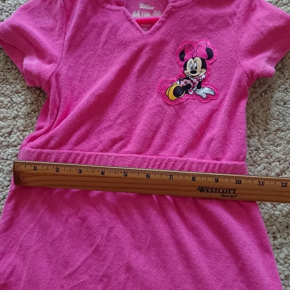 Disney Minnie Mouse Hooded Terry Swimsuit Cover-Up with Ears Zip-Up Robe SIZE 3T